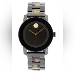 Rare!!! Movado Bold Black Dial Black IP Stainless Steel and Tortoise Watch